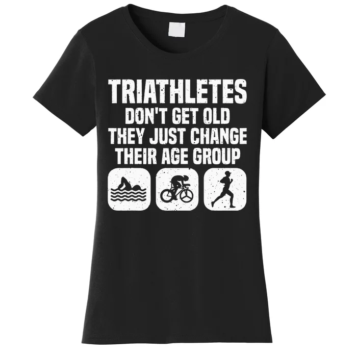 Funny Triathlon Design  Triathletes Swim Bike Run Women's T-Shirt