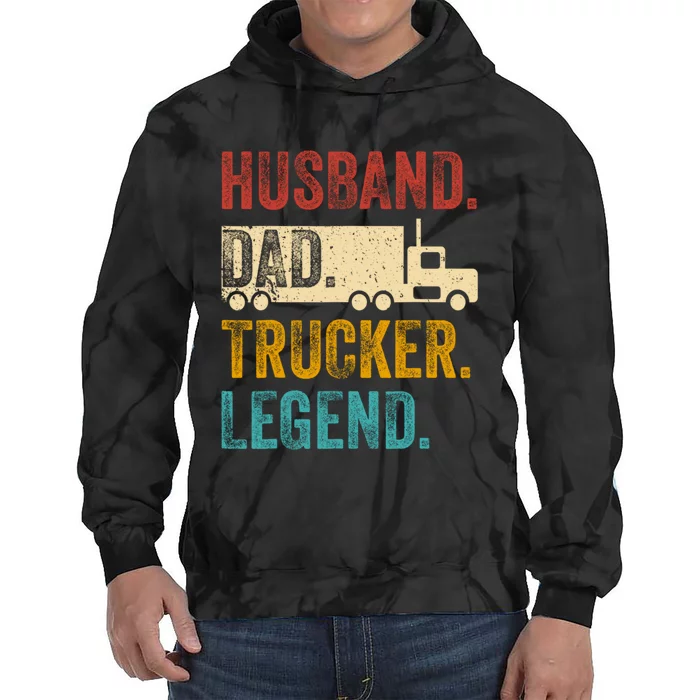 Funny Truck Driver Trucking Men Husband Dad Trucker Legend Tie Dye Hoodie