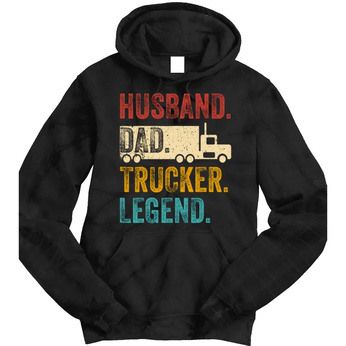 Funny Truck Driver Trucking Men Husband Dad Trucker Legend Tie Dye Hoodie