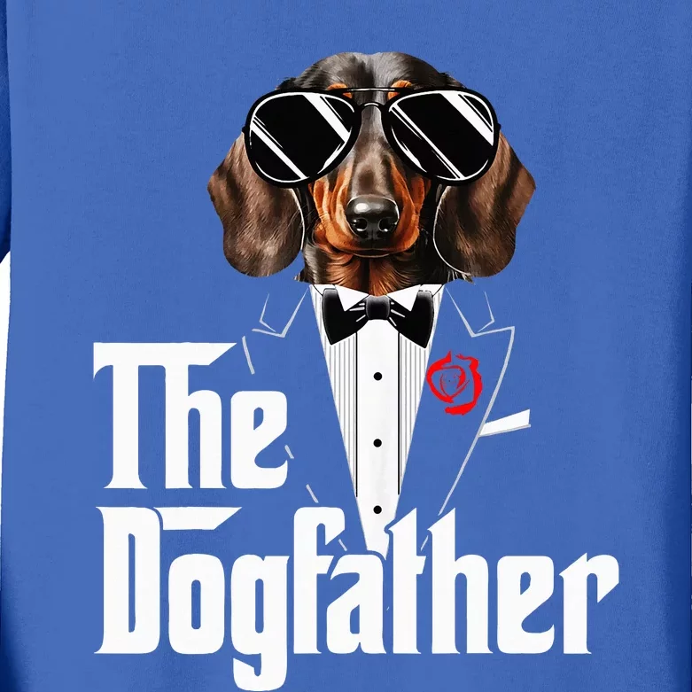 Funny The Dachshund Dog Father Dad Weiner Dog Christmas Kids Long Sleeve Shirt