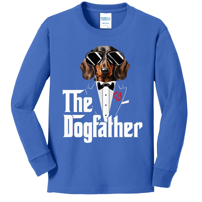 Funny The Dachshund Dog Father Dad Weiner Dog Christmas Kids Long Sleeve Shirt