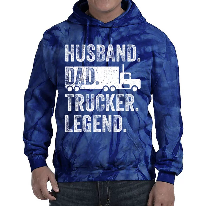 Funny Truck Driver Trucking Men Husband Dad Trucker Legend Tie Dye Hoodie