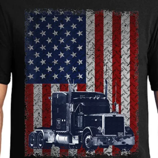 Funny Truck Driver American Flag Trucker Gift Pajama Set