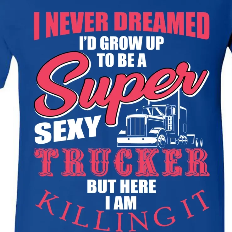 Funny Truck Driver Gift Semi Big Rig Trucking Trailer Truck Gift V-Neck T-Shirt