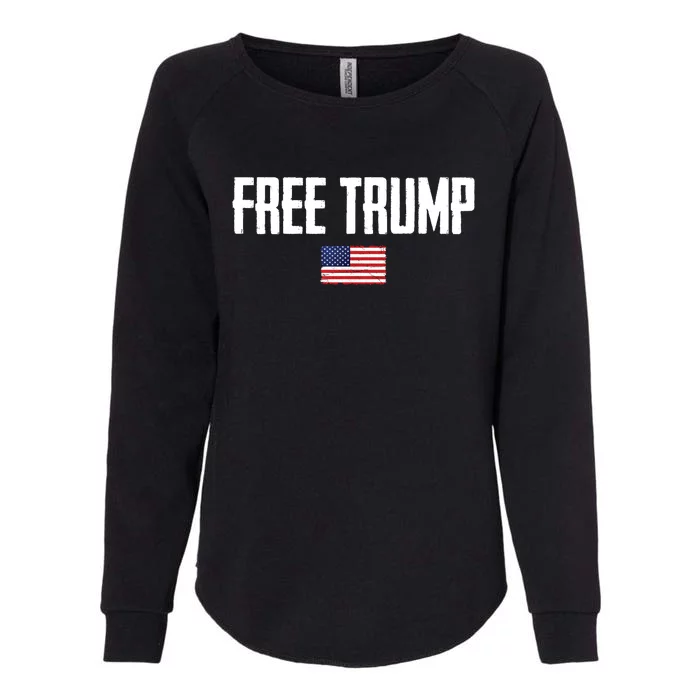 Free Trump Donald Trump Indictment American Flag Womens California Wash Sweatshirt