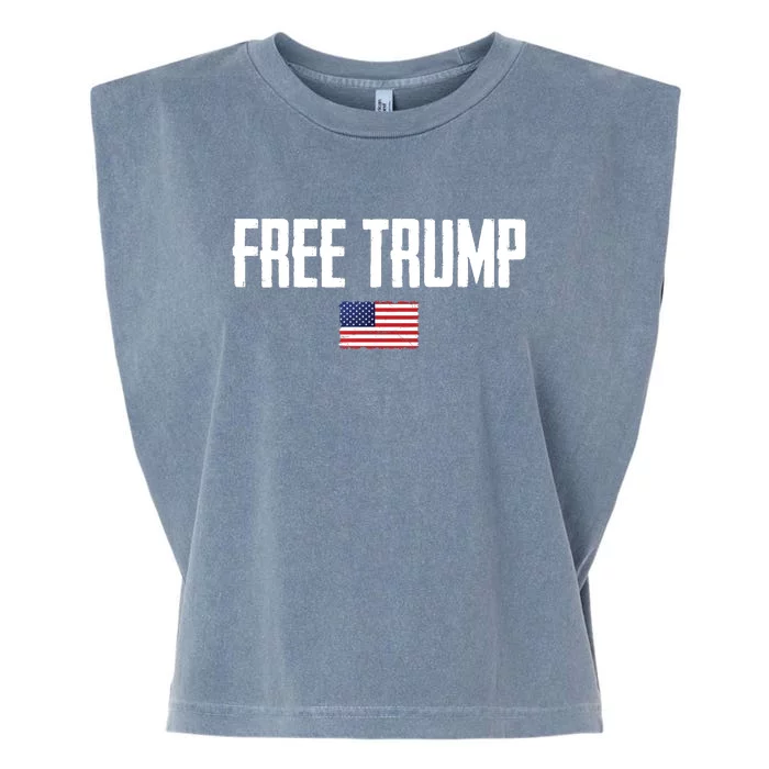 Free Trump Donald Trump Indictment American Flag Garment-Dyed Women's Muscle Tee