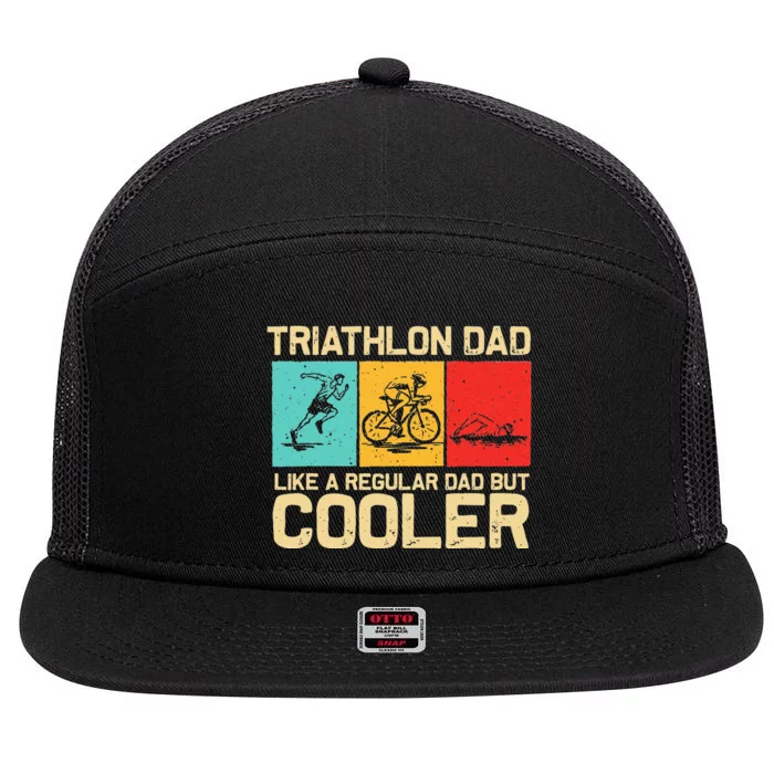 Funny Triathlon Design For Men Dad Swim Bike Run Triathletes 7 Panel Mesh Trucker Snapback Hat