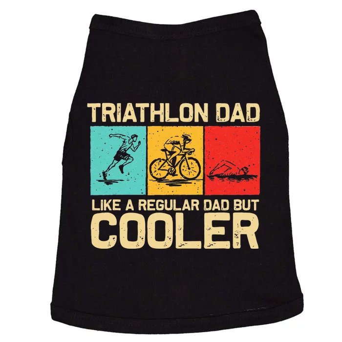 Funny Triathlon Design For Men Dad Swim Bike Run Triathletes Doggie Tank