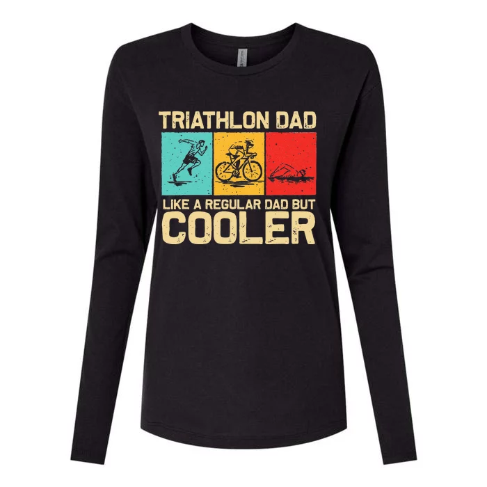 Funny Triathlon Design For Men Dad Swim Bike Run Triathletes Womens Cotton Relaxed Long Sleeve T-Shirt