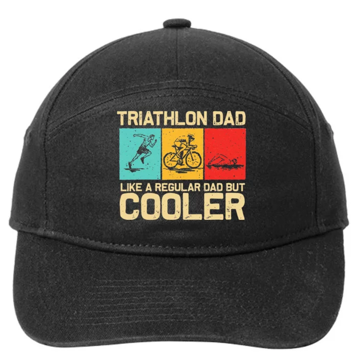 Funny Triathlon Design For Men Dad Swim Bike Run Triathletes 7-Panel Snapback Hat