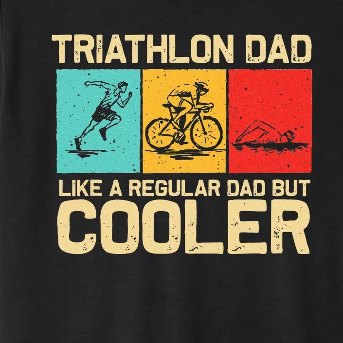 Funny Triathlon Design For Men Dad Swim Bike Run Triathletes ChromaSoft Performance T-Shirt