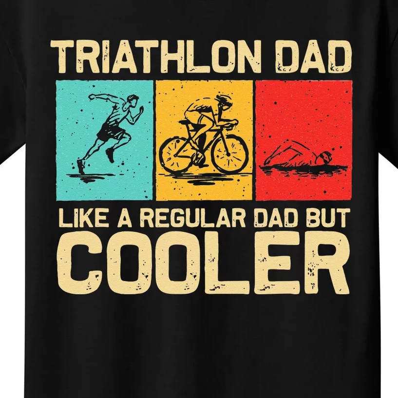 Funny Triathlon Design For Men Dad Swim Bike Run Triathletes Kids T-Shirt