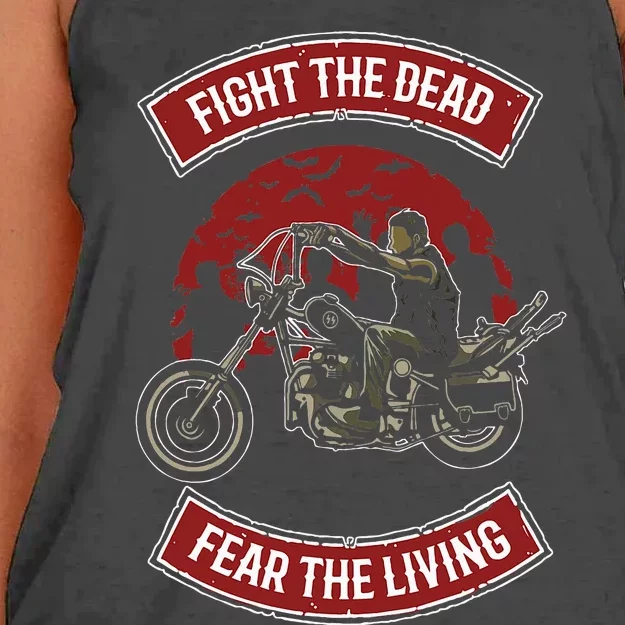 Fight The Dead Fear The Living Scary Zombies Zombie Scary Women's Knotted Racerback Tank