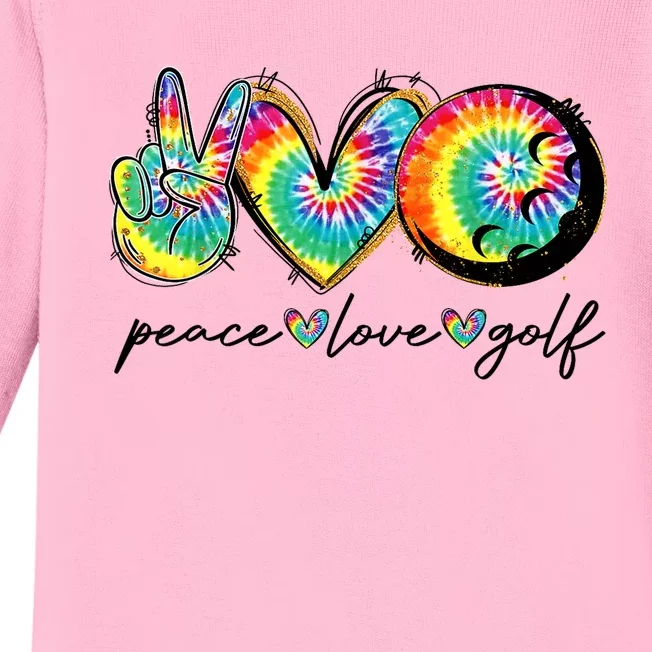 Funny Tie Dye Golf Lovers Peace Love Golf Gift Baby Long Sleeve Bodysuit