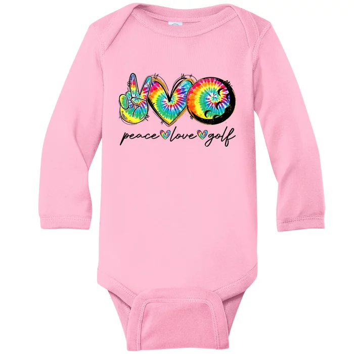 Funny Tie Dye Golf Lovers Peace Love Golf Gift Baby Long Sleeve Bodysuit