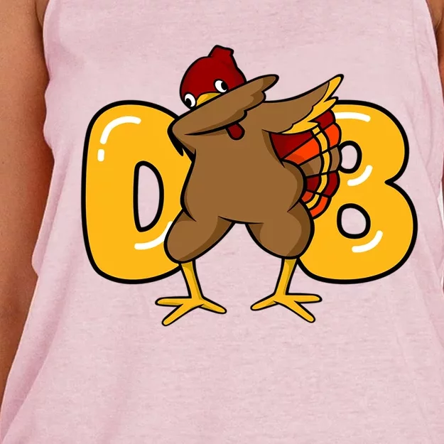 Funny Thanksgiving Dabbing Turkey Outfit Funny Gift Women's Knotted Racerback Tank