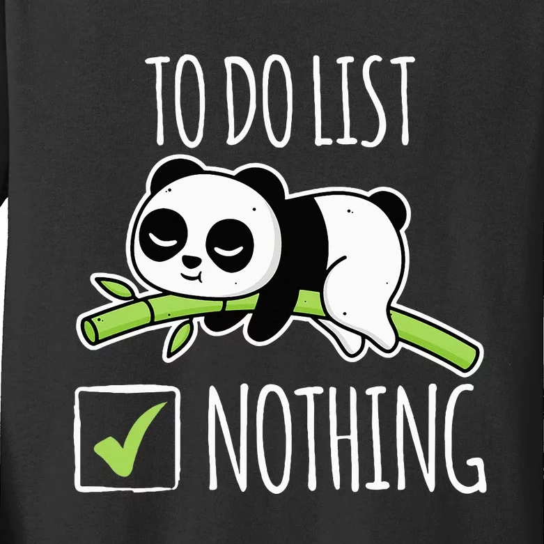 funny To do List Nothing Lazy Panda Tired Panda Kids Long Sleeve Shirt