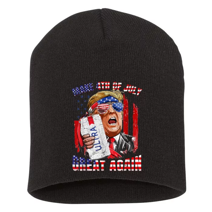 Funny Trump Drinking Make 4th Of July Great Again Short Acrylic Beanie