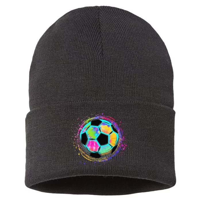 Funny Tie Dye Soccer Ball for All Soccer Lovers Sustainable Knit Beanie