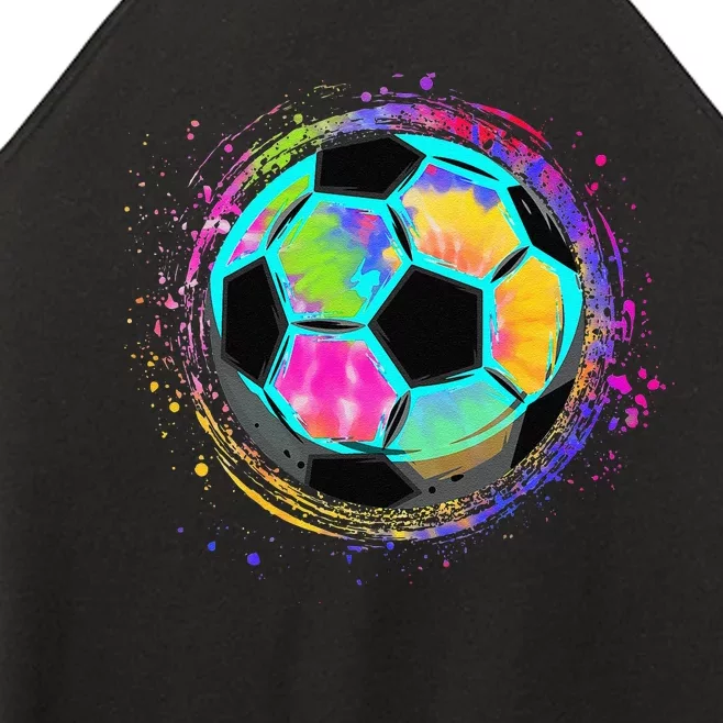 Funny Tie Dye Soccer Ball for All Soccer Lovers Women’s Perfect Tri Rocker Tank