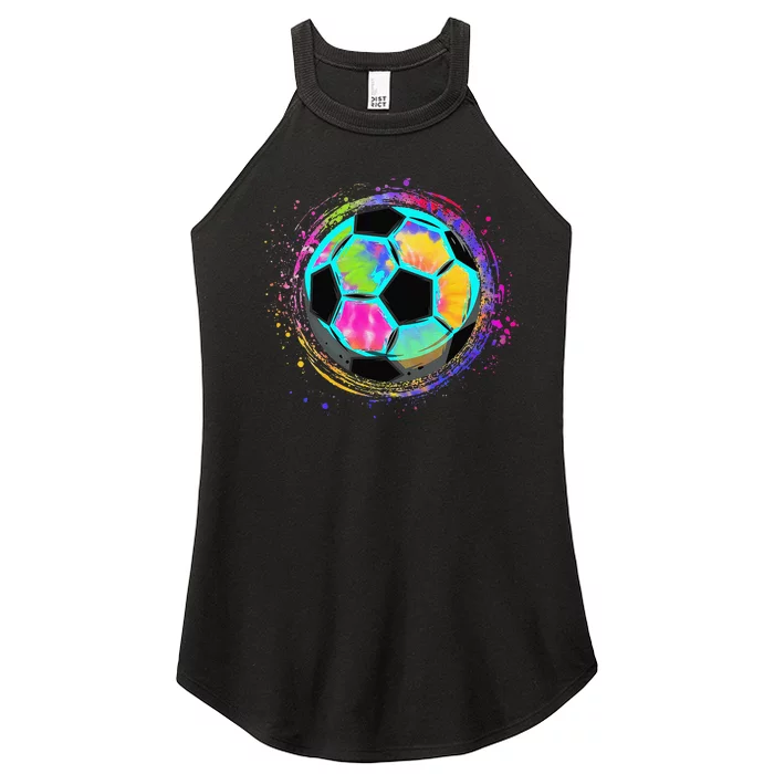 Funny Tie Dye Soccer Ball for All Soccer Lovers Women’s Perfect Tri Rocker Tank