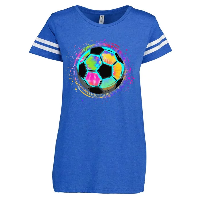 Funny Tie Dye Soccer Ball for All Soccer Lovers Enza Ladies Jersey Football T-Shirt