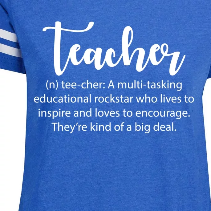 Funny Teacher Definition Educational Rockstar Gift Enza Ladies Jersey Football T-Shirt