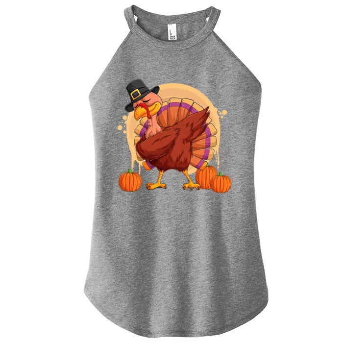 Funny Thanksgiving Dabbing Turkey Gift Women’s Perfect Tri Rocker Tank