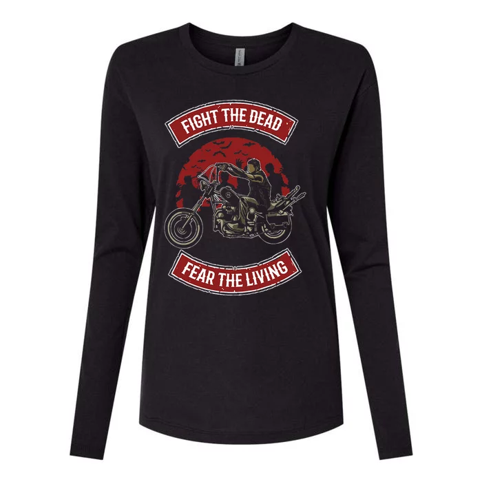 Fight The Dead Fear The Living Scary Zombies Zombie Scary Womens Cotton Relaxed Long Sleeve T-Shirt