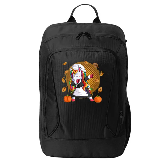 Funny Thanksgiving Dabbing Unicorn Pilgrim City Backpack