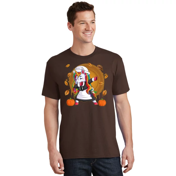 Funny Thanksgiving Dabbing Unicorn Pilgrim T-Shirt