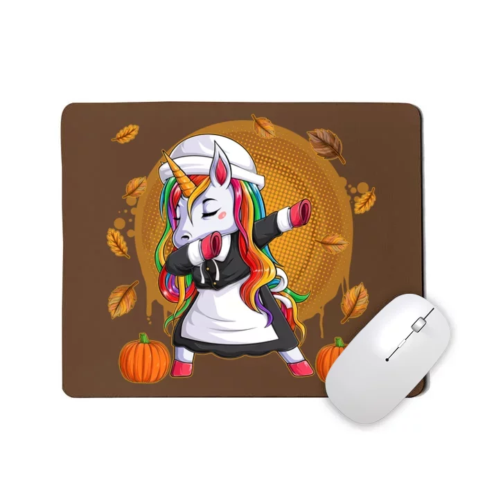 Funny Thanksgiving Dabbing Unicorn Pilgrim Mousepad