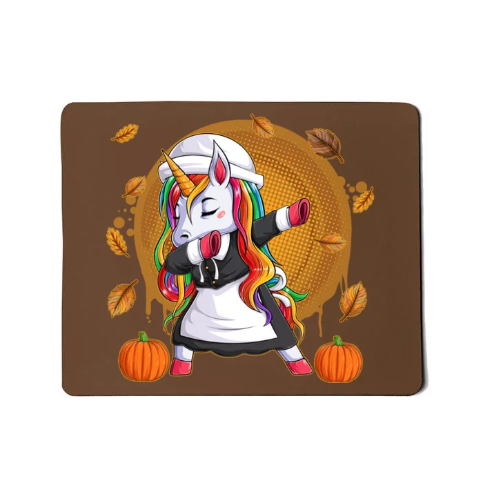 Funny Thanksgiving Dabbing Unicorn Pilgrim Mousepad