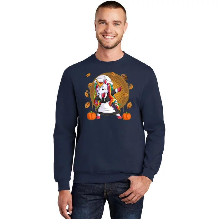 Funny Thanksgiving Dabbing Unicorn Pilgrim Tall Sweatshirt