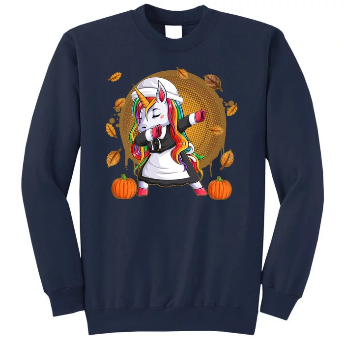 Funny Thanksgiving Dabbing Unicorn Pilgrim Tall Sweatshirt