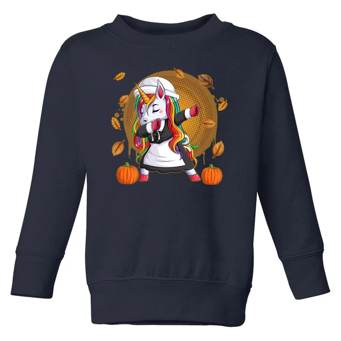 Funny Thanksgiving Dabbing Unicorn Pilgrim Toddler Sweatshirt