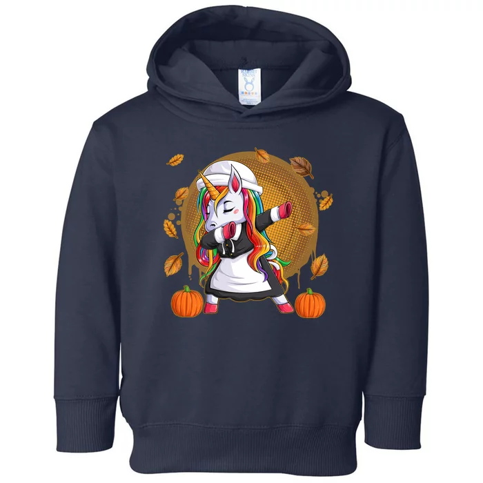 Funny Thanksgiving Dabbing Unicorn Pilgrim Toddler Hoodie