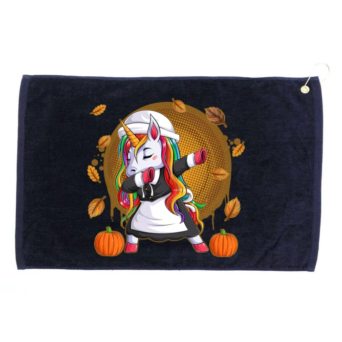 Funny Thanksgiving Dabbing Unicorn Pilgrim Grommeted Golf Towel