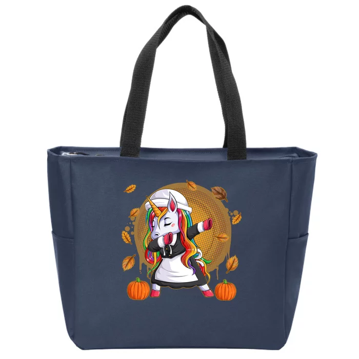 Funny Thanksgiving Dabbing Unicorn Pilgrim Zip Tote Bag