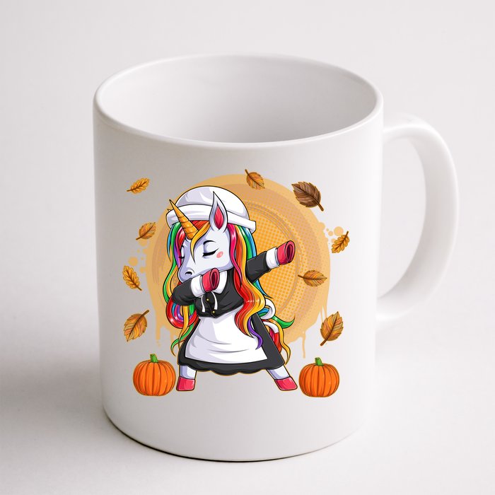 Funny Thanksgiving Dabbing Unicorn Pilgrim Front & Back Coffee Mug