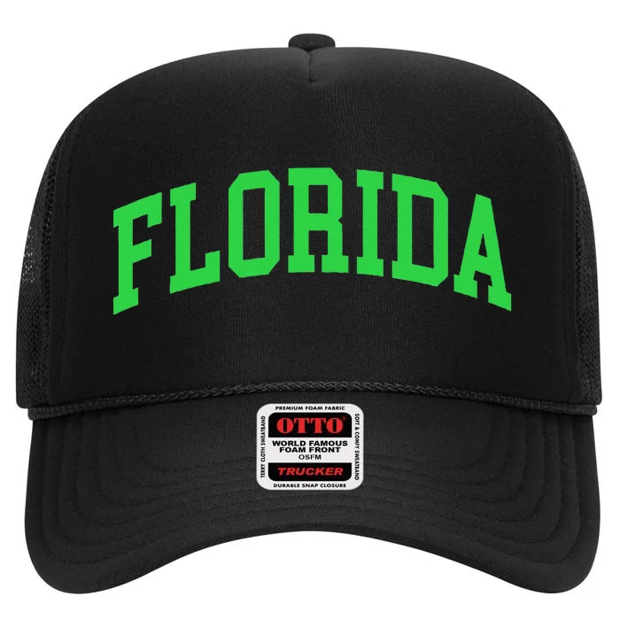 Florida Throwback Design Classic High Crown Mesh Trucker Hat