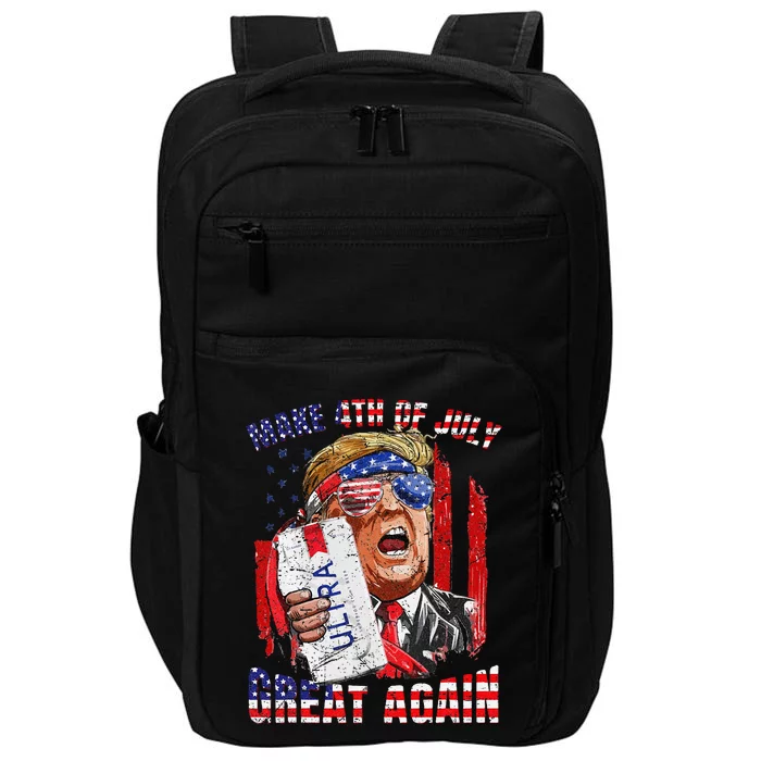 Funny Trump Drinking Make 4th Of July Great Again Us Flag Impact Tech Backpack