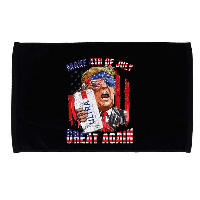 Funny Trump Drinking Make 4th Of July Great Again Us Flag Microfiber Hand Towel