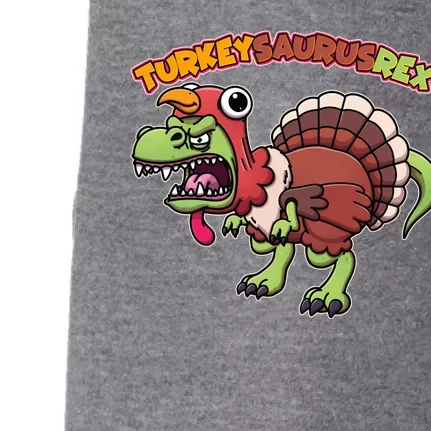 Funny Turkeysaurusrex Dinosaur In Turkey Costume Doggie 3-End Fleece Hoodie