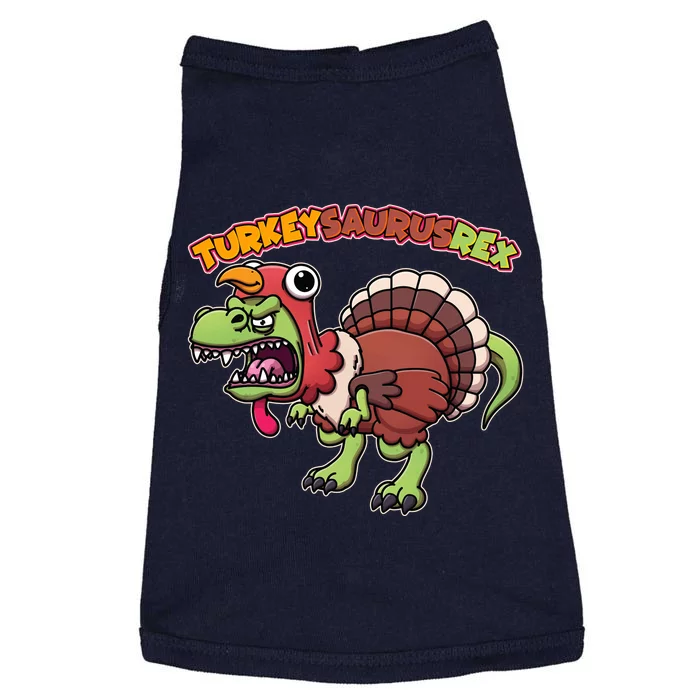 Funny Turkeysaurusrex Dinosaur In Turkey Costume Doggie Tank