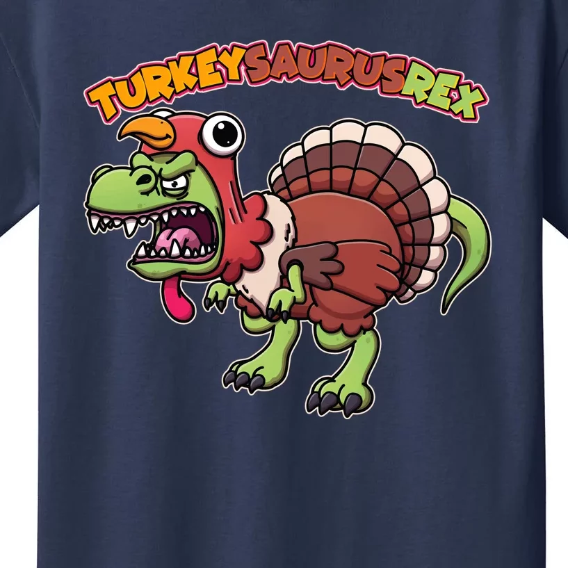 Funny Turkeysaurusrex Dinosaur In Turkey Costume Kids T-Shirt