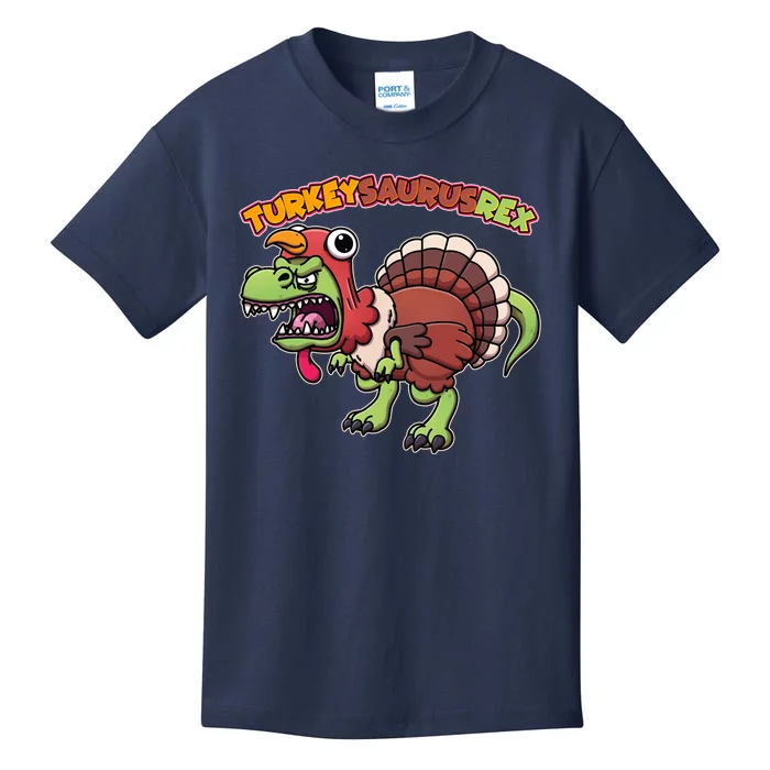 Funny Turkeysaurusrex Dinosaur In Turkey Costume Kids T-Shirt