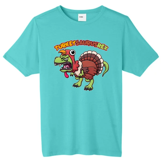 Funny Turkeysaurusrex Dinosaur In Turkey Costume ChromaSoft Performance T-Shirt