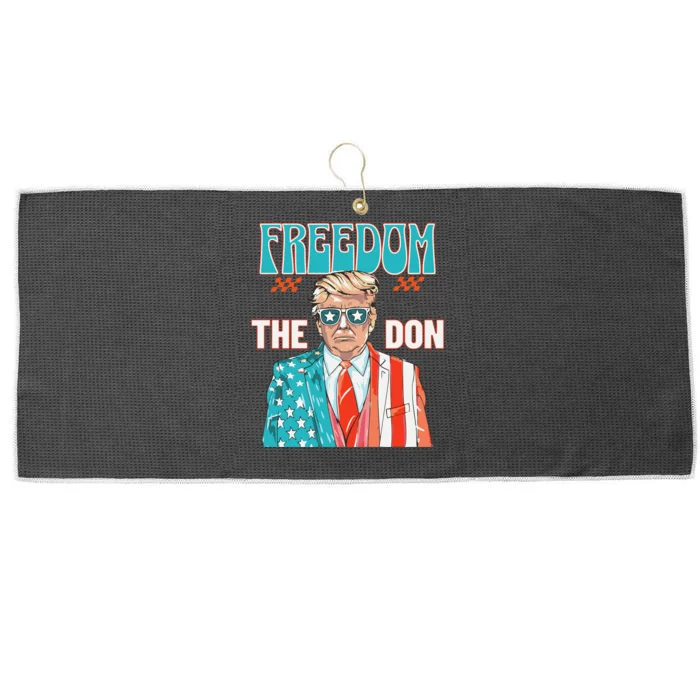 Freedom The Don Trump American Flag 2024 Large Microfiber Waffle Golf Towel