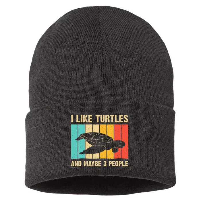 Funny Turtle Design Sea Turtle Lover Sustainable Knit Beanie